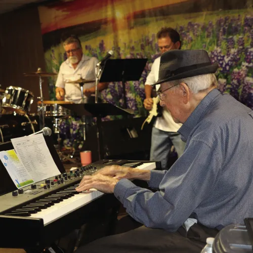 Gene Lichnovsky performing at the Brenham Bluebonnet Opry last month.