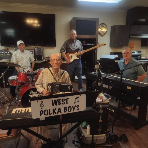The West Polka Boys: (from left) George Jezek, Alois Petter, David Kolar, Charles Nemec.