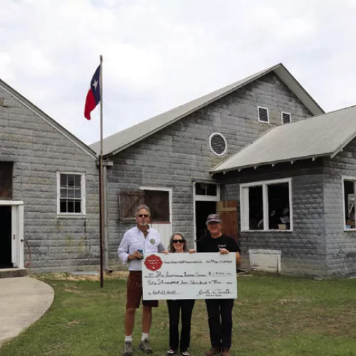 Texas Dancehall Preservation Society presented Anhalt Hall with a $1,500 donation earlier this year.