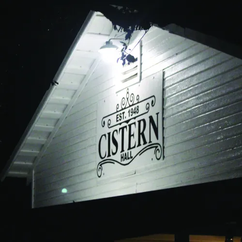 A fresh new sign hangs over the entrance of Cistern Hall following extensive renovations last year.