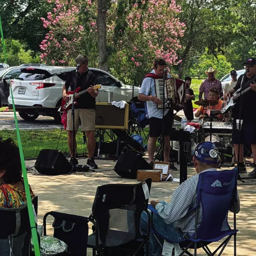 The Ammannsville Picnic took place on Father's Day, June 21. Pictured above are Mark Halata &amp; Texavia performing under the pecan trees.